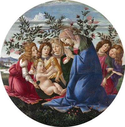 幼子を慕う聖母と5人の天使 作： Sandro Botticelli