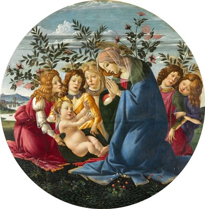 5人の天使の子供を崇拝するマドンナ 作： Sandro Botticelli