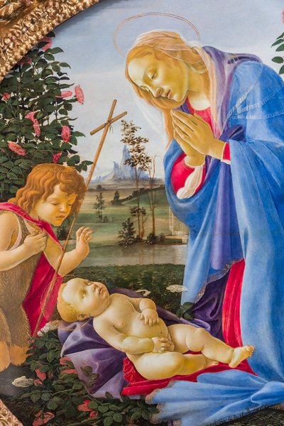 幼い聖ヨハネと一緒に幼児イエスを崇拝するマドンナ、1483〜87年頃 作： Sandro Botticelli