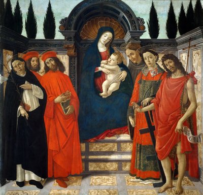 聖人パラ・デル・トレッビオと聖母子、c。 1490年から1499年。 作： Sandro Botticelli