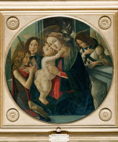 マリアと子供、ヨハネスクナベンと二人の天使 作： Sandro Botticelli