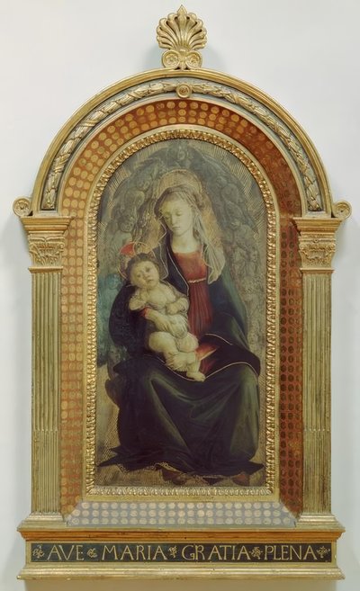 天使のような栄光の子供を持つマリア 作： Sandro Botticelli