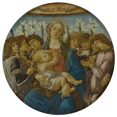 「聖母と幼児、そして歌う天使たち」（ラチンスキーの円形画） 作： Sandro Botticelli
