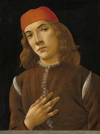 若者の肖像、c.1482-85（ポプラパネルのテンペラ） 作： Sandro Botticelli
