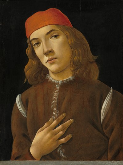 若者の肖像、c。 14821485。 作： Sandro Botticelli