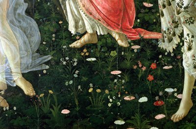 プリマベーラ：パネルのテンペラの花の詳細 作： Sandro Botticelli