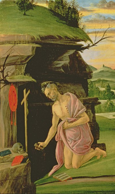 聖ヒエロニムス、1490年代（パネル上のテンペラ） 作： Sandro Botticelli