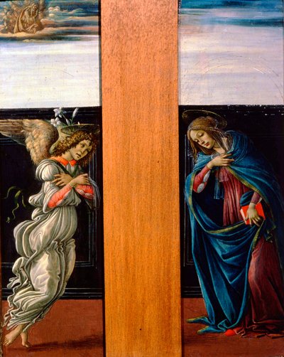 Annunciate Virgin and Archangel Gabriel、1490。 作： Sandro Botticelli