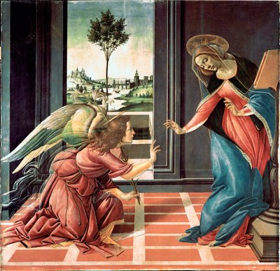 セステッロの受胎告知、1489年 作： Sandro Botticelli