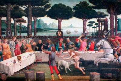松林の宴会、1482-1483 作： Sandro Botticelli
