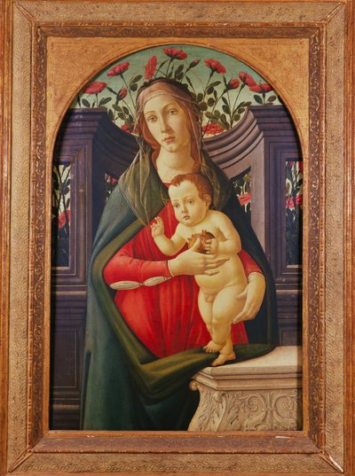 バラで飾られたニッチのマドンナと子供 作： Sandro Botticelli