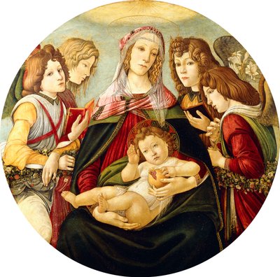 マドンナと4人の天使を持つ子供、 作： Sandro Botticelli