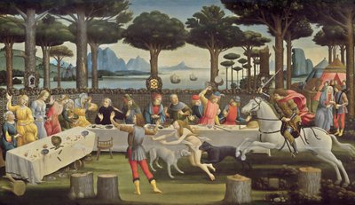 ナスタージオ・デッリ・オネスティの物語、3コマ目 作： Sandro Botticelli