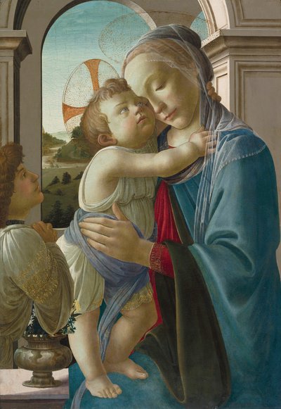 聖母子と天使、147585。 作： Sandro Botticelli