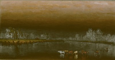 日没時の池の牛 作： Sanford Robinson Gifford