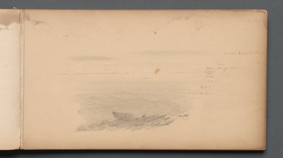 スケッチブック、04ページ：海の風景、カラー表記付き 作： Sanford Robinson Gifford