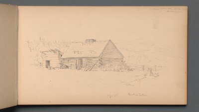 スケッチブック14ページ："ベルリン陥落 9月2日" 作： Sanford Robinson Gifford