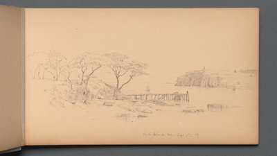 スケッチブック、20ページ：メイン州ピークス島、1859年9月7日、59日。 作： Sanford Robinson Gifford