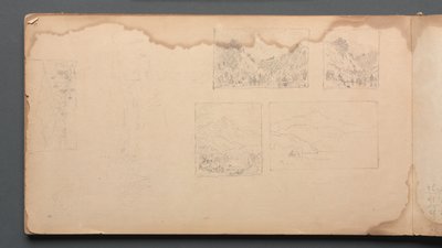 スケッチブック、39ページ：メイン州の風景Vignittes、1859年。 作： Sanford Robinson Gifford