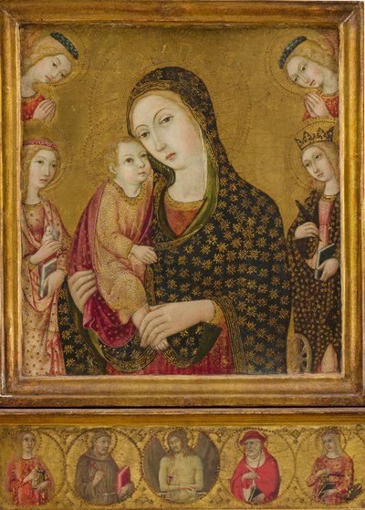 マドンナと死んだキリスト、聖人アグネス、アレクサンドリアのキャサリンとの子供... ca。 1470-80。 作： Sano di Pietro