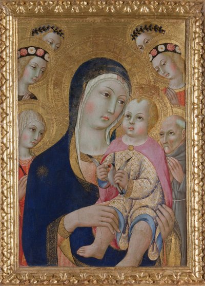 聖母子と聖アポロニアとベルナルディーノと4人の天使、1460年頃 作： Sano di Pietro