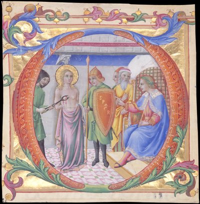 イニシャルDの聖アガサの殉教、ca。 1470-73。 作： Sano di Pietro