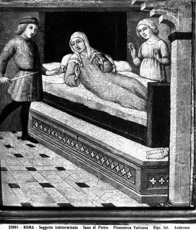 死産の赤ちゃんの奇跡、1450年頃 作： Sano di Pietro