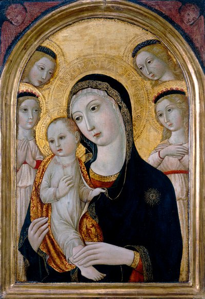 天使のいる聖母子像、1480年頃 作： Sano di also Ansano di Pietro di Mencio (workshop of) Pietro