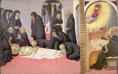 エルサレムの聖キリルに現れる聖ヒエロニムス 作： Sano di also Ansano di Pietro di Mencio Pietro
