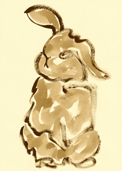 愛らしいセピア調のウサギ 作： 