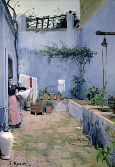 パティオインテリア（キャンバスに油彩） 作： Santiago Rusinol i Prats