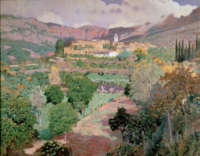 Soller, Majorca (キャンバスに油彩) 作： Santiago Rusinol i Prats