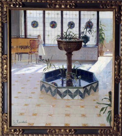 ヴェレンダの下の泉 サンティアゴ・ルシノール・イ・プラッツ（1861-1931）による絵画 1894年 個人蔵 作： Santiago Rusinol i Prats