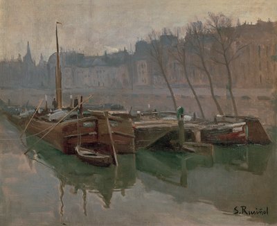 セーヌ川のボート 作： Santiago Rusiñol