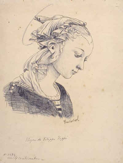 フィリッポ・リッピの「天使のいるマドンナ」からのバスト 作： Santiago Rusiñol