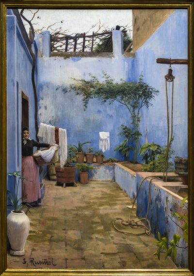 青いパティオ 作： Santiago Rusiñol