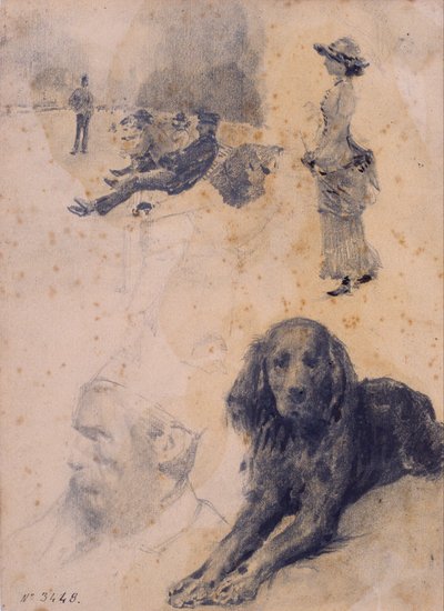 犬の図研究と研究 作： Santiago Rusiñol