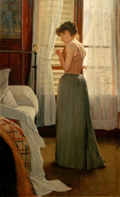 女性のいるインテリア 作： Santiago Rusiñol