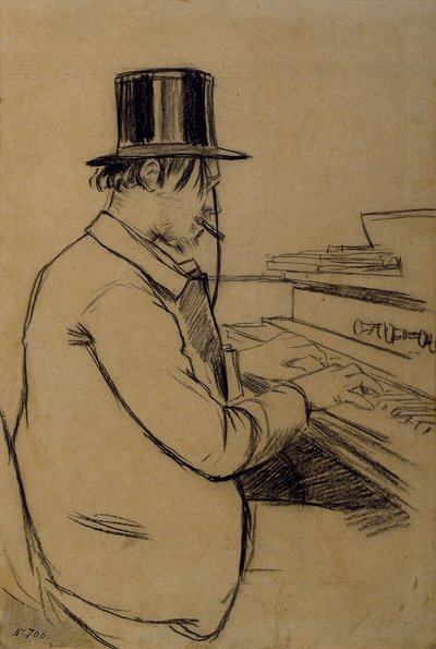 ハーモニウムを演奏するエリック・サティの肖像 作： Santiago Rusiñol