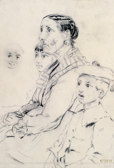 女性と子供たちの研究 作： Santiago Rusiñol