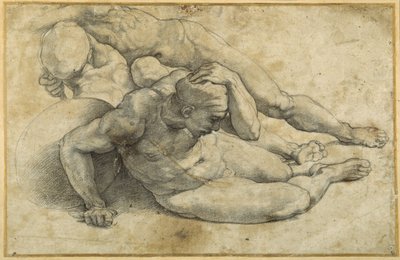 復活」のための3人の兵士の習作（紙に黒チョーク 作： Sanzio of Urbino (workshop) Raphael
