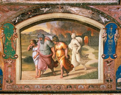ソドムからのロトの逃避行 作： Sanzio of Urbino (workshop) Raphael