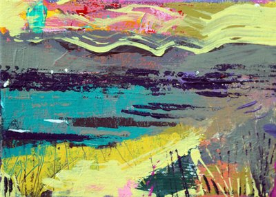 アイオナ、海へ（アクリル、キャンバス 作： Sara Hayward