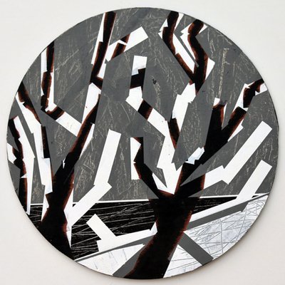 Twixt Heaven & Earth V-B (円形ボードにアクリル) 作： Sara Hayward