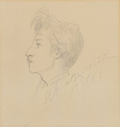 W.グラハム・ロバートソンの肖像、日付不明（紙にグラファイト） 作： Sarah Bernhardt