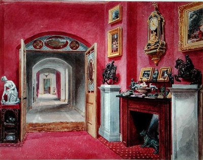 The Ante Room to the Hall, Rempstone Hall, Nottinghamshire （水彩・紙） 作： Sarah Caroline Sitwell