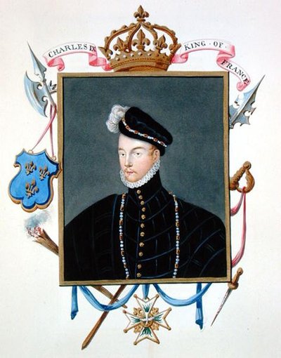 フランソワ・ド・ヴァロワ（c.1552-84）の肖像（1825年に出版された「エリザベス女王宮廷の回想録」より） アンジュー公爵・ダレンコン公爵（水彩・ガッシュ・紙 作： Sarah Countess of Essex