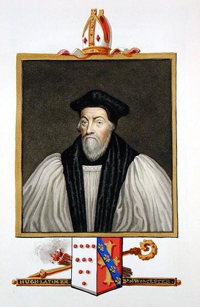 ヒュー・ラティマー（b.c.1486-1555）の肖像（1825年に出版された「エリザベス女王の宮廷の回想録」より）ウースター司教（紙に水彩・ガッシュ 作： Sarah Countess of Essex