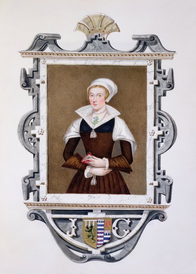 1825年に出版された「エリザベス女王の裁判所の回想録」からのレディジェーングレイ（1537〜54）「9日間の女王」の肖像（紙とトイレ、ガッシュ） 作： Sarah Countess of Essex