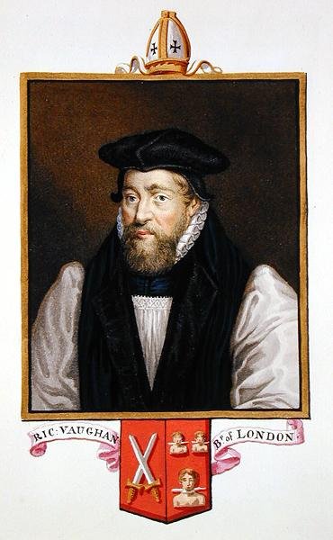 リチャード・ヴォーン（c.1550-1607）ロンドン司教の肖像（1825年に出版された「エリザベス女王の宮廷の回顧録」より）（紙に水彩、ガッシュ 作： Sarah Countess of Essex